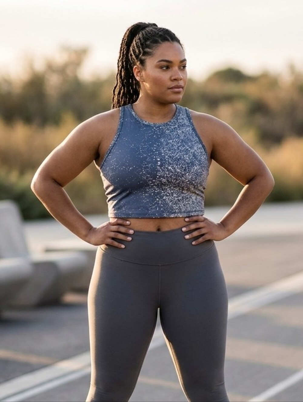Zyia Reflective Stronger Tank Top Crop Steel Blue & Silver